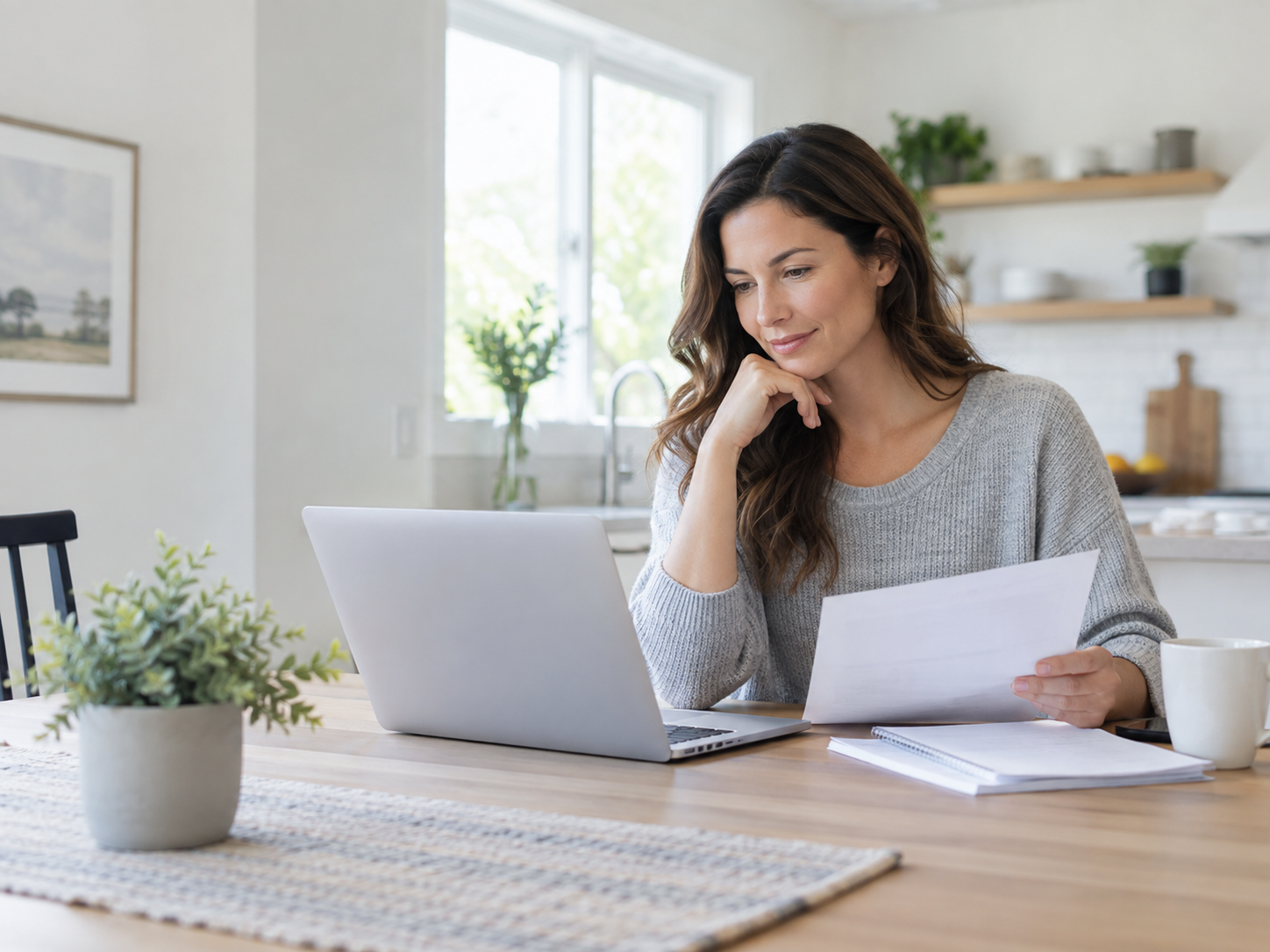 Consumer reviewing personal finances at home